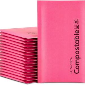  dark pink compostable kraft paper mailing bags
